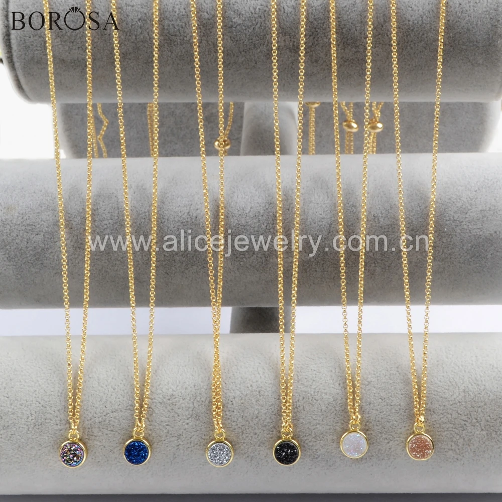 BOROSA 5PCS Women Necklace Rainbow Titanium Druzy Agates Pendant Necklace Gold Chains for US European Jewelry ZG0369
BOROSA 5PCS Women Necklace Rainbow Titanium Druzy Agates Pendant Necklace Gold Chains for US European Jewelry ZG0369
