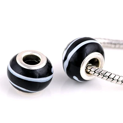 10 Pcs a Lot Balck Glass Beads Large hole With White Stripe 9*14mm Round DIY Spacer European Murano Chunky Czech Charm Bead
10 Pcs a Lot Balck Glass Beads Large hole With White Stripe 9*14mm Round DIY Spacer European Murano Chunky Czech Charm Bead