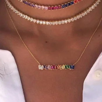 Wonder women choker rainbow bar baguetee cz Clavicle thin stick Pendant & Necklace colorful stone rainbow bar necklace 2019 new
Wonder women choker rainbow bar baguetee cz Clavicle thin stick Pendant & Necklace colorful stone rainbow bar necklace 2019 new