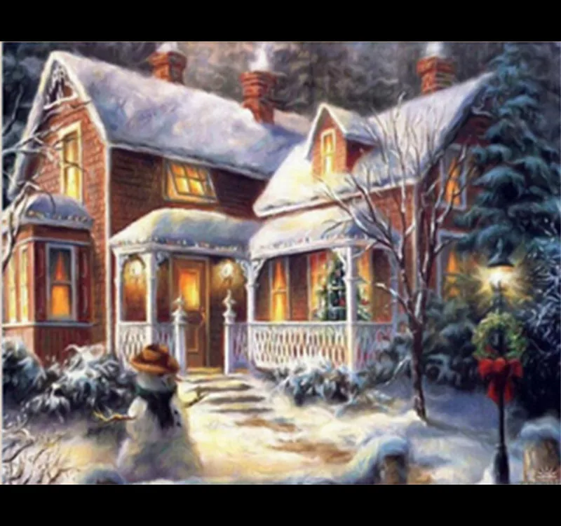 christmas snow house diy diamond painting embroidery Cross Stitch needlework 5d drawing rhinstone | Дом и сад