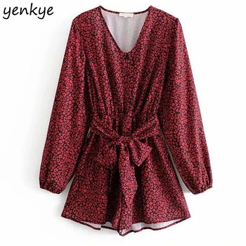 Vintage Floral Print Boho Beach Jumpsuit Women V Neck Lantern Sleeve With Belt Casual Summer Jumpsuit Short mono mujer DJF6658
Vintage Floral Print Boho Beach Jumpsuit Women V Neck Lantern Sleeve With Belt Casual Summer Jumpsuit Short mono mujer DJF6658