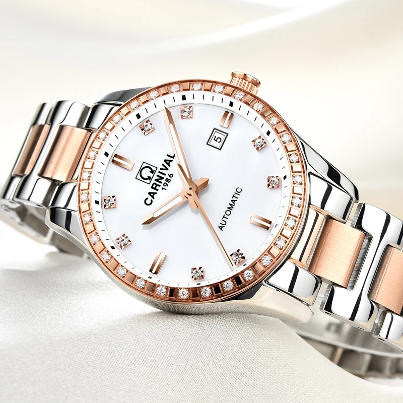 Luxury Brand Switzerland Carnival Automatic Mechanical Women's Watches Waterproof Sapphire Diamond Luminous Auto Date C8685L-7
Luxury Brand Switzerland Carnival Automatic Mechanical Women's Watches Waterproof Sapphire Diamond Luminous Auto Date C8685L-7