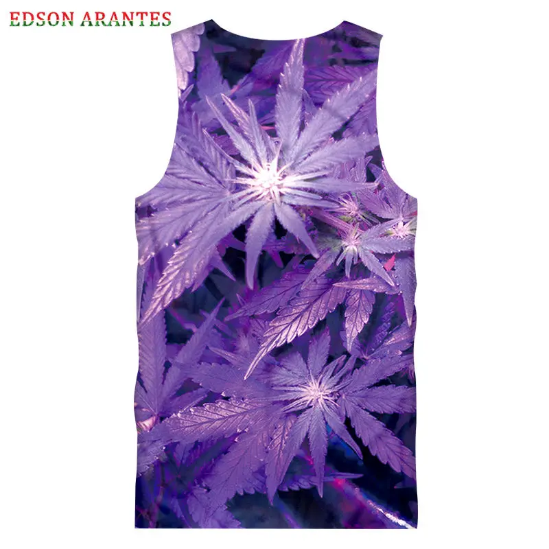 Hipster 3D Gym Tank Tops Men Purple Weed Print Sleeveless Vest Tee Shirt Summer Hip Hop Rock Rap Clothes Custom Plus size S-6XL (2)