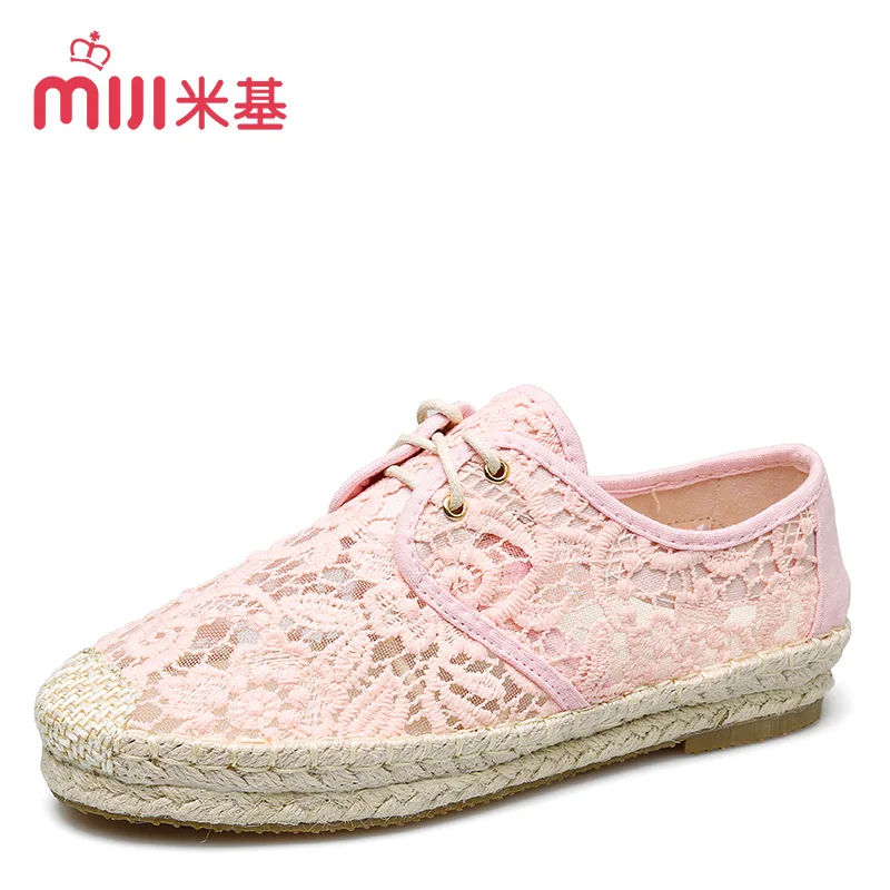 MiJi Women's Lace Gauze Lace-Up Shoes w/ TPR Sole