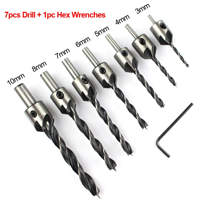 4Pcs/7Pcs Drills countersunk head drilling Bit Set 3 Tips Woodworking drill 3,4,5,6,7,8,10mm
4Pcs/7Pcs Drills countersunk head drilling Bit Set 3 Tips Woodworking drill 3,4,5,6,7,8,10mm