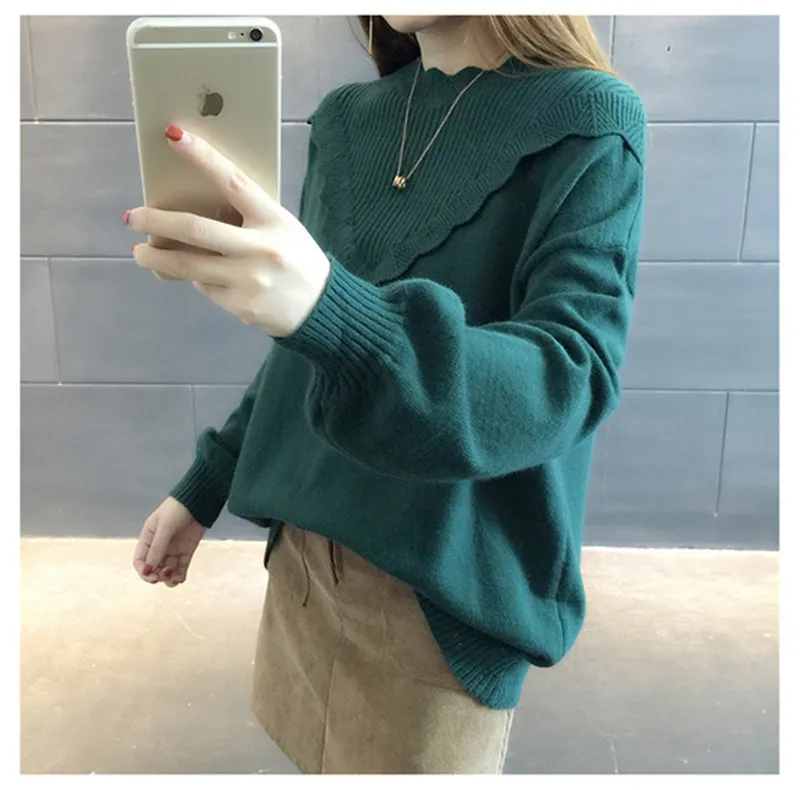 MUMUZI Ruffles Solid Color Yoke Eyelet Jumper Autumn 2018 Green Round Neck Long Sleeve Casual Loose Sweater Pullover Coats
MUMUZI Ruffles Solid Color Yoke Eyelet Jumper Autumn 2018 Green Round Neck Long Sleeve Casual Loose Sweater Pullover Coats