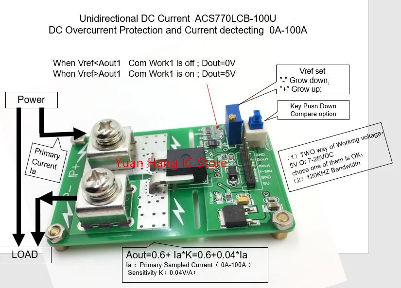 

Unidirectional acs770lcb-100u acs770lcb-100 acs770lcb acs770 DC module over current protection function Rang:0a-50a