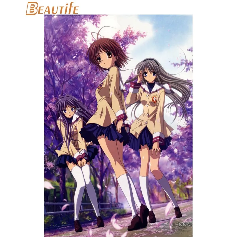 Пользовательские Clannad аниме плакат ткань Шелковый украшения дома настенный