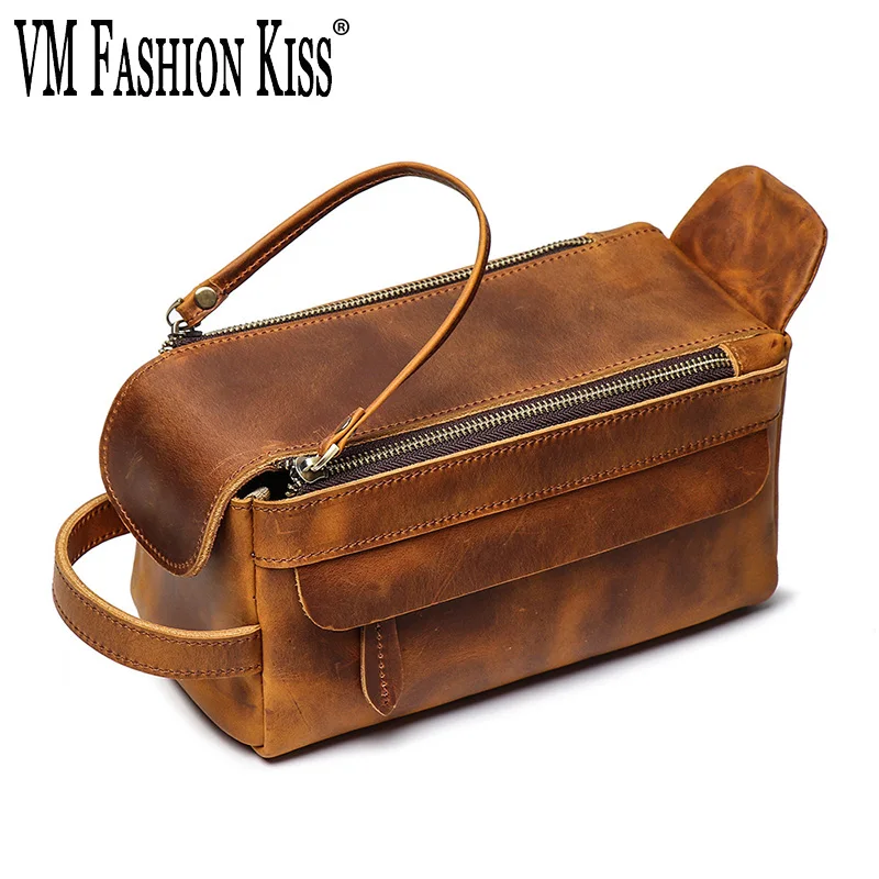 VM FASHION KISS Retro Crazy Horse Genuine Leather Cosmetic Bag Toiletry Cases Phone Hand-held Makeup Washing Travel Bag Handbags
VM FASHION KISS Retro Crazy Horse Genuine Leather Cosmetic Bag Toiletry Cases Phone Hand-held Makeup Washing Travel Bag Handbags