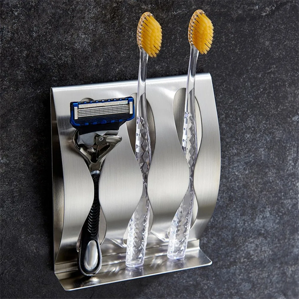 Stainless Steel 3 Holes Toothbrush Holder Wall Mounted Razor Holder With Self Adhesive Tape Multifunctional Storage Organizer
Stainless Steel 3 Holes Toothbrush Holder Wall Mounted Razor Holder With Self Adhesive Tape Multifunctional Storage Organizer