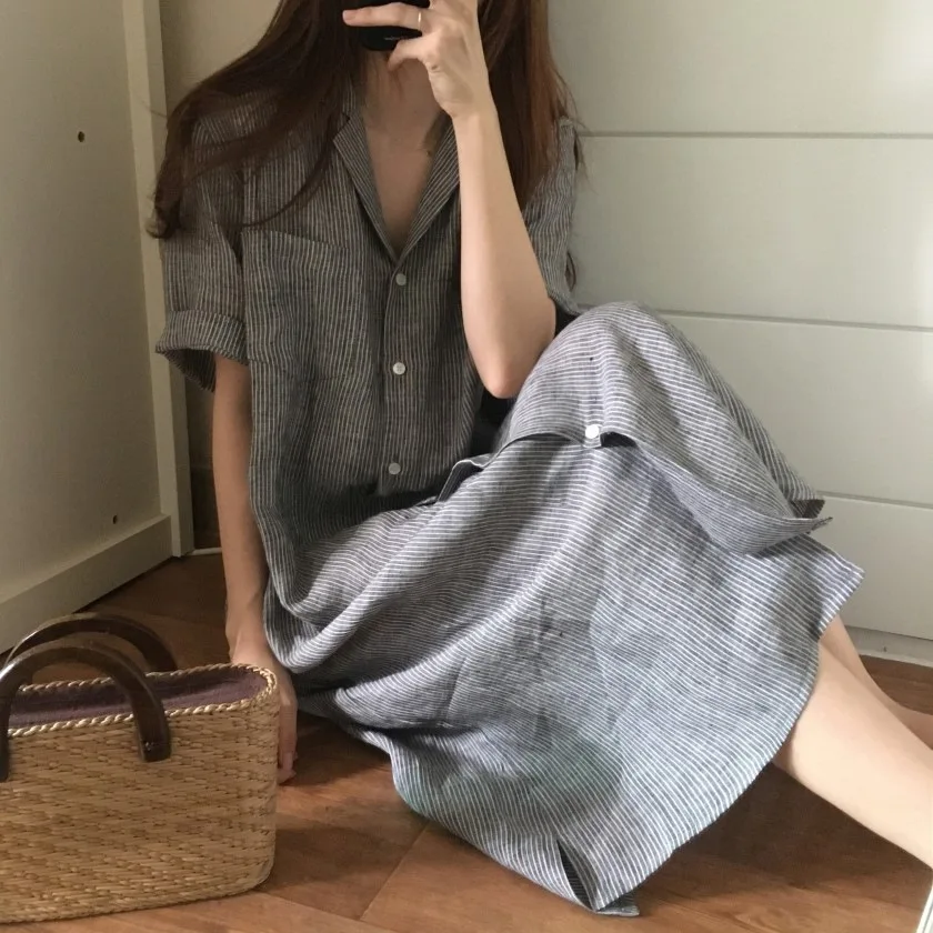 Blouses White Loose New Casual Tunic Feminine Long Sleeve Casual Women's Cotton Chic wind lapel stripes loose long short-sleeve
Blouses White Loose New Casual Tunic Feminine Long Sleeve Casual Women's Cotton Chic wind lapel stripes loose long short-sleeve