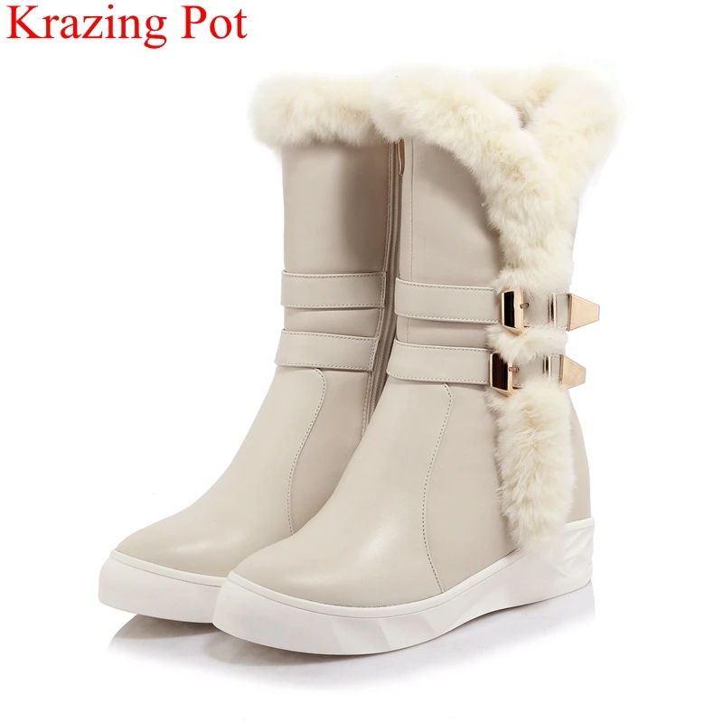 fashion metal decoration round toe cow leather snow boots warm fur winter shoes platform increasing women mid-calf boots L64
fashion metal decoration round toe cow leather snow boots warm fur winter shoes platform increasing women mid-calf boots L64