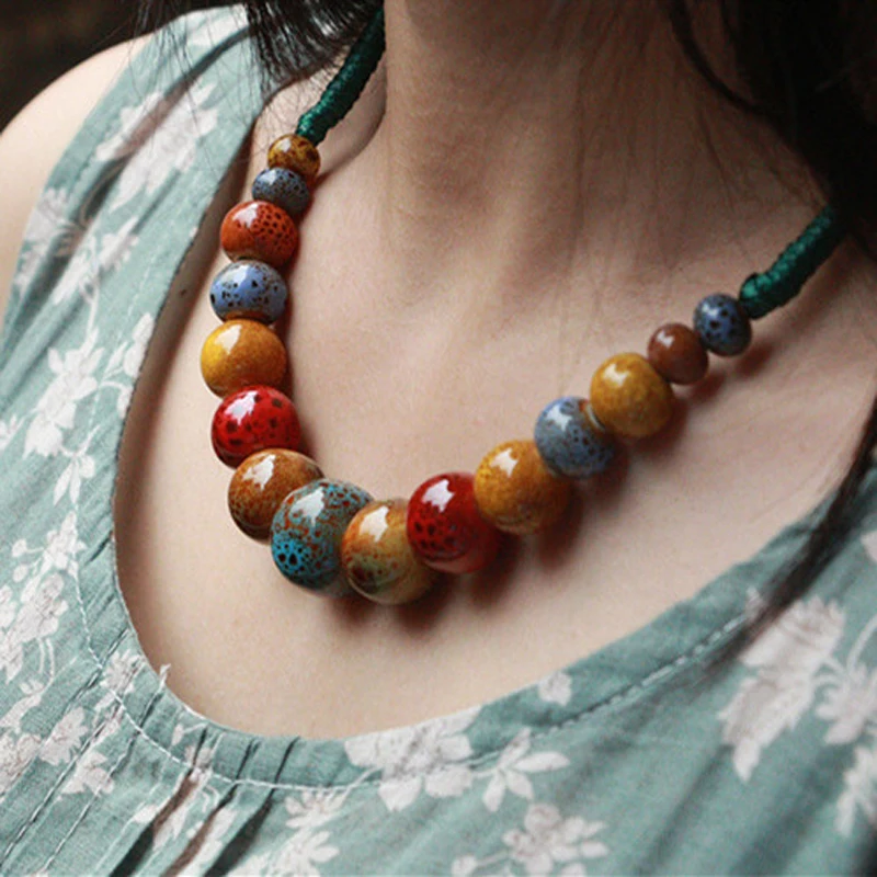 Fashion jewelry handmade Ceramic beads Rope Chain Choker Necklace High Quality Personality Ethnic Necklace Gift For Women
Fashion jewelry handmade Ceramic beads Rope Chain Choker Necklace High Quality Personality Ethnic Necklace Gift For Women