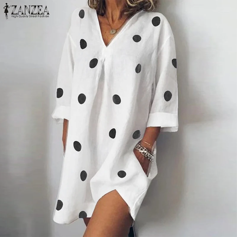 Fashion ZANZEA Women V Neck Long Sleeve Vestido Robe Femme Polka Dot Mini Dress Summer Casual Party Sundress Baggy Loose Dress
Fashion ZANZEA Women V Neck Long Sleeve Vestido Robe Femme Polka Dot Mini Dress Summer Casual Party Sundress Baggy Loose Dress