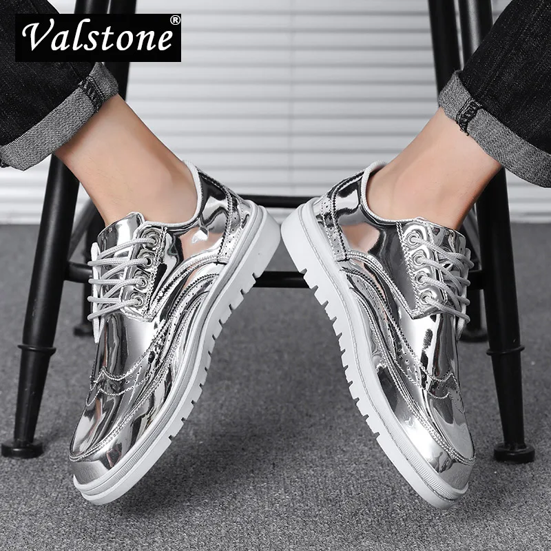 Valstone Brand Men's Silver shoes fashion hip hop Brogue footwear PU sneakers outdoor Waterproof Male Gold shoes stylish hombre
Valstone Brand Men's Silver shoes fashion hip hop Brogue footwear PU sneakers outdoor Waterproof Male Gold shoes stylish hombre