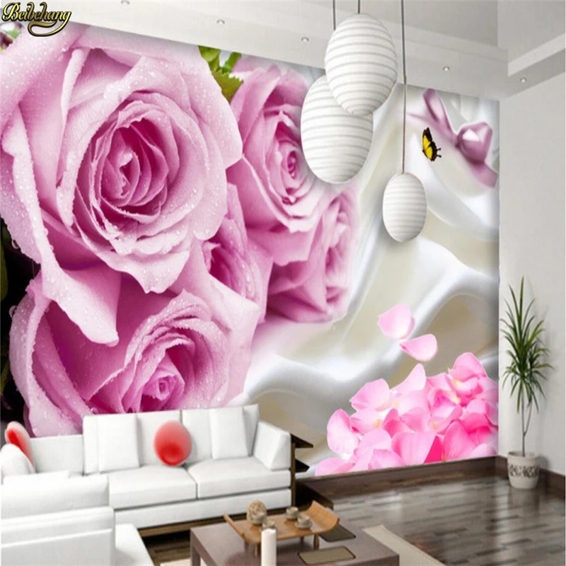 

beibehang Custom Photo Wall paper Mural Silk Rose Petal Background Wall papel de parede para quarto wallpaper for walls 3 d