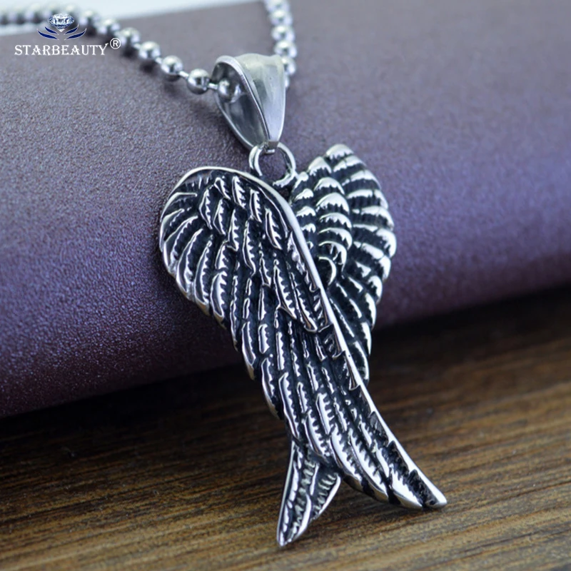 Starbeauty 1Pc Fashion Angel Wing Choker Necklace Punk Women Jewelry Stainless Steel Pendant Classic Trendy Cool | Украшения и