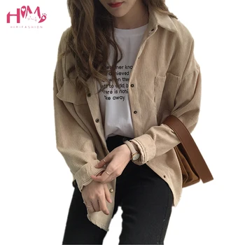 Autumn 2018 Korean Style Women's Harajuku Corduroy Shirts Turn Down Collar Long-sleeved Shirts Cardigan Female BF Loose Blouse
Autumn 2018 Korean Style Women's Harajuku Corduroy Shirts Turn Down Collar Long-sleeved Shirts Cardigan Female BF Loose Blouse