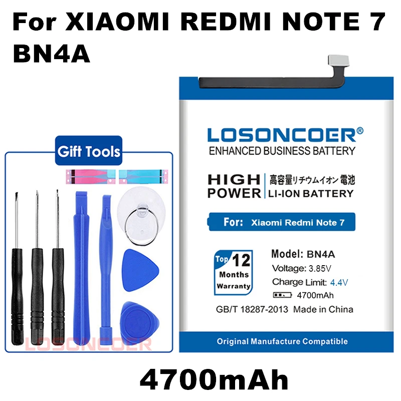 LOSONCOER 4700mAh BN4A Battery For Xiaomi Redmi Note7 Note 7 M1901F7C BN4A Cellphone Batteries
LOSONCOER 4700mAh BN4A Battery For Xiaomi Redmi Note7 Note 7 M1901F7C BN4A Cellphone Batteries