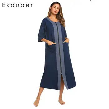 Ekouaer Women Round Neck Three Quarters Sleeve Pocket Nightdress Sleepwear dresses women Loose Nightgowns Summer Sleepwear Casua
Ekouaer Women Round Neck Three Quarters Sleeve Pocket Nightdress Sleepwear dresses women Loose Nightgowns Summer Sleepwear Casua
