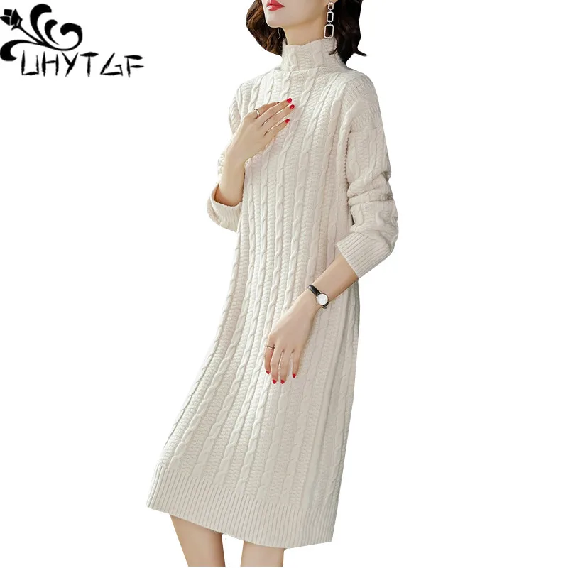 UHYTGF Loose Women's Autumn winter dress quality cashmere Knitted sweater dress Turtleneck pullover thick warm female dress185
UHYTGF Loose Women's Autumn winter dress quality cashmere Knitted sweater dress Turtleneck pullover thick warm female dress185