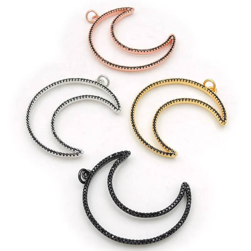 40*30*3mm Micro Pave Black CZ Hollow Crescent Charm Fit For Making DIY Bracelets Or Necklaces Jewelry
40*30*3mm Micro Pave Black CZ Hollow Crescent Charm Fit For Making DIY Bracelets Or Necklaces Jewelry