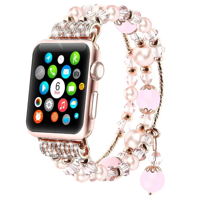 Bracelet en acier inoxydable pour apple watch, 42mm 38mm iwatch série 6/SE/5/4/3/2 44mm 40mm, bracelet élastique en agate extensible Bracelet en acier inoxydable pour apple watch, 42mm 38mm iwatch série 6/SE/5/4/3/2 44mm 40mm, bracelet élastique en agate extensible