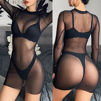 Sexy Women Mesh Sheer Bikini Cover Up Swimwear Bathing Suit Mini Beach Dress Clubwear Chiffon See-Through Beachwear Bikini 2019
Sexy Women Mesh Sheer Bikini Cover Up Swimwear Bathing Suit Mini Beach Dress Clubwear Chiffon See-Through Beachwear Bikini 2019