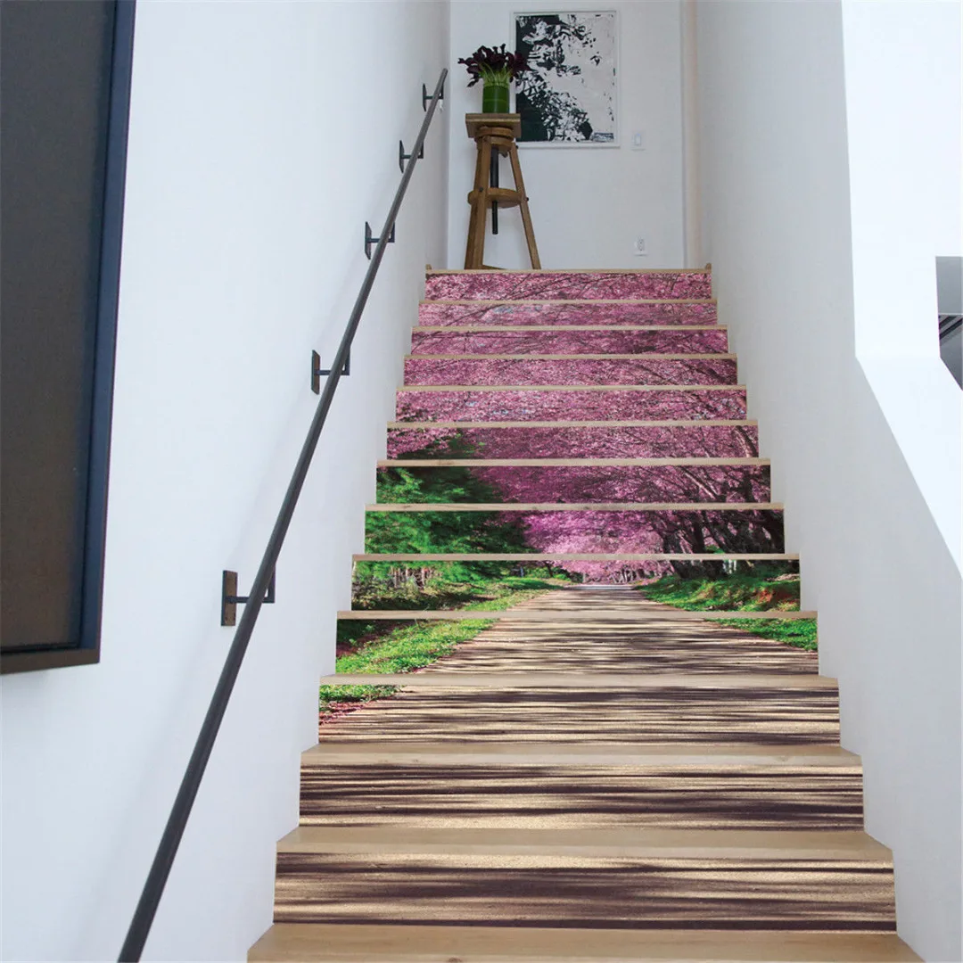 2018 New 6-Type 13Pcs 3D DIY Entrance Stair Riser Sticker Photo Mural Wall Decal
