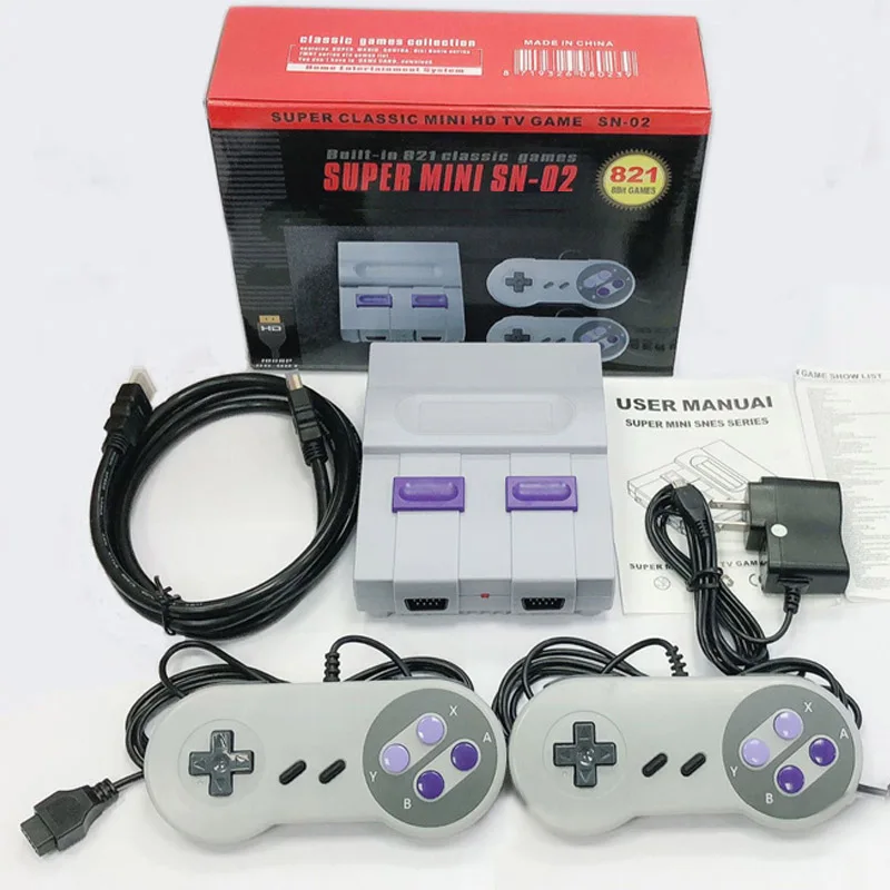 HDMI TV Video Game Console Handheld Retro Family Game Console Built-In 821 Classic for SNES games Dual gamepad PAL&NTSC
HDMI TV Video Game Console Handheld Retro Family Game Console Built-In 821 Classic for SNES games Dual gamepad PAL&NTSC