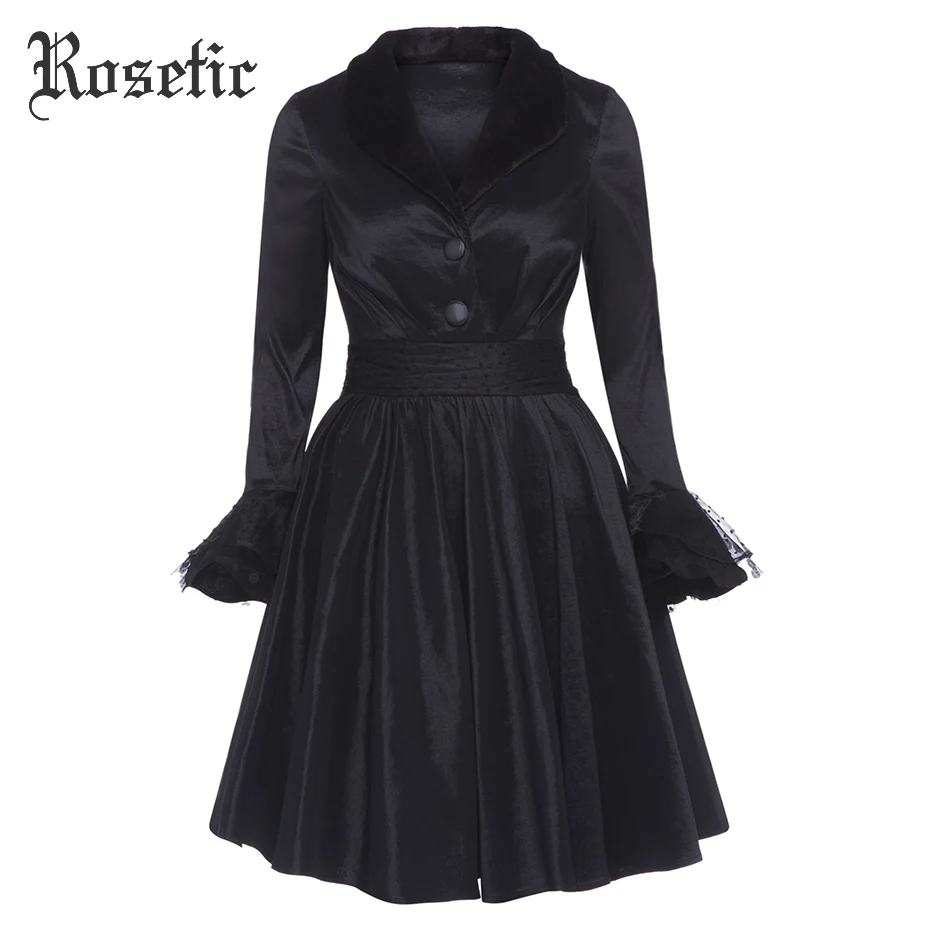 Rosetic Gothic Dress Black Women Autumn Flare Sleeve Vintage Villus Waist A-Line Mesh Slim Elegant Fashion Goth Dresses Winter
Rosetic Gothic Dress Black Women Autumn Flare Sleeve Vintage Villus Waist A-Line Mesh Slim Elegant Fashion Goth Dresses Winter