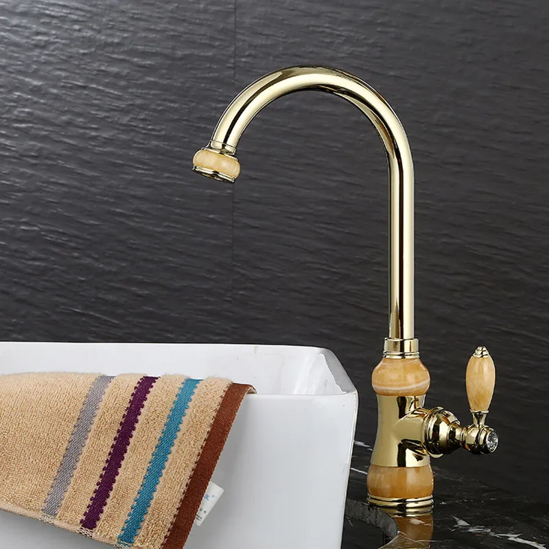 European style natural jade faucet, copper pan, upper basin, cold and hot faucet, kitchen sink, revolving golden faucet.
European style natural jade faucet, copper pan, upper basin, cold and hot faucet, kitchen sink, revolving golden faucet.