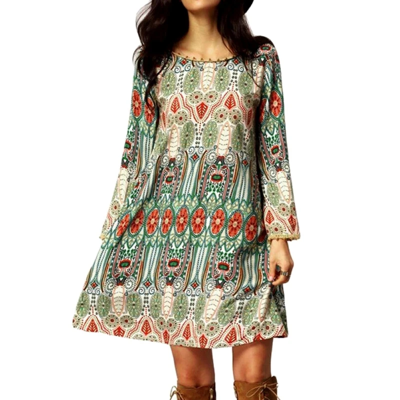 Женское повседневное короткое платье с цветочным принтом Boho вечернее длинными