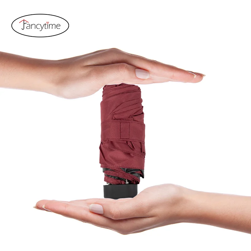 Fancytime 200g Mini Small Umbrella Folding Umbrella Pocket Women Kids Umbrella Anti-UV Women's Umbrella Sunny Rainy