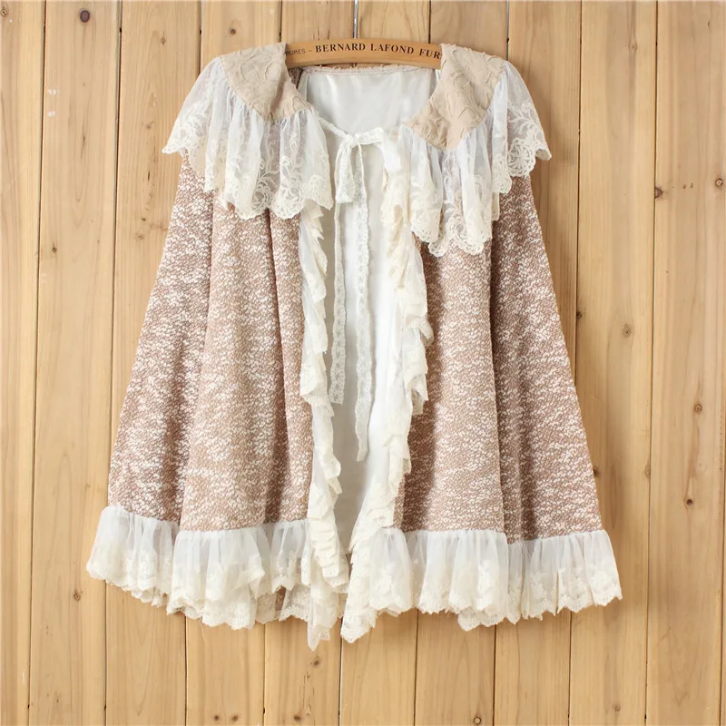 Sweet Mori Girl Cardigan Knitted Cotton Lace Flare Sleeve Ruffled Collar Belt Outwear Japanese Harajuku Casual Jacket Coat 16970
Sweet Mori Girl Cardigan Knitted Cotton Lace Flare Sleeve Ruffled Collar Belt Outwear Japanese Harajuku Casual Jacket Coat 16970