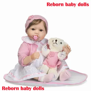 22"55cm bebe alive reborn babies silicone doll with bear toy and blanket fashion design girl kids Xmas birthday brinquedos
22"55cm bebe alive reborn babies silicone doll with bear toy and blanket fashion design girl kids Xmas birthday brinquedos