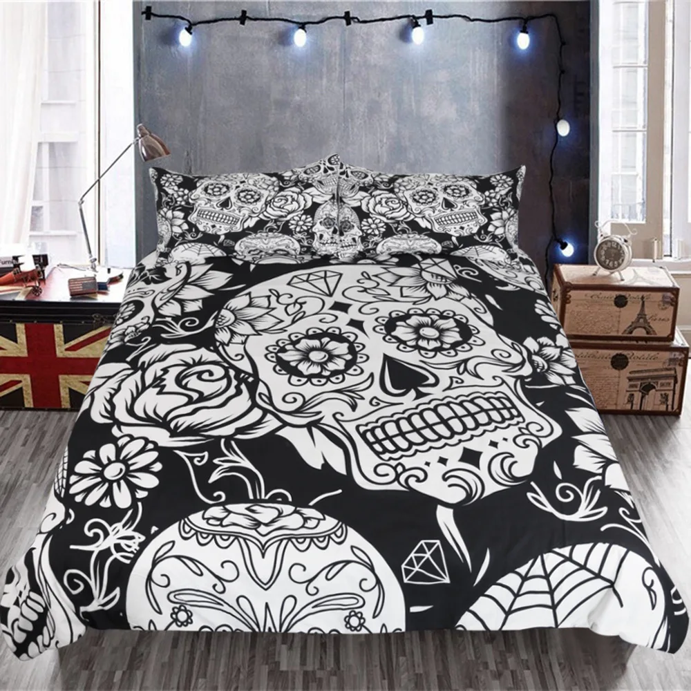 Duvet Cover new black and white skull simple wind 3pcs British Style Family student dormitory Quilt cover pillowcase
Duvet Cover new black and white skull simple wind 3pcs British Style Family student dormitory Quilt cover pillowcase