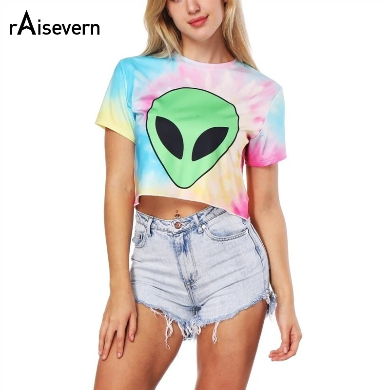 Raisevern Tie Dye Women Alien T Shirt Harajuku Casual Sexy Cropped T-shirt Lovely Women's Crop Top Tee
Raisevern Tie Dye Women Alien T Shirt Harajuku Casual Sexy Cropped T-shirt Lovely Women's Crop Top Tee