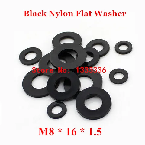 1000pcs M8*16*1.5 Black Nylon Flat Washer / M8 Plastic Insulation Plain Ring Gasket Plated Spacers | Обустройство дома
