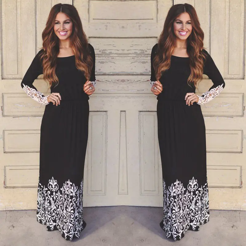 Women's Ladies Lace Boho Long Sleeve Dress Party Evening Prom Casual Maxi Long Dresses Elegant Slim Dress Black
Women's Ladies Lace Boho Long Sleeve Dress Party Evening Prom Casual Maxi Long Dresses Elegant Slim Dress Black