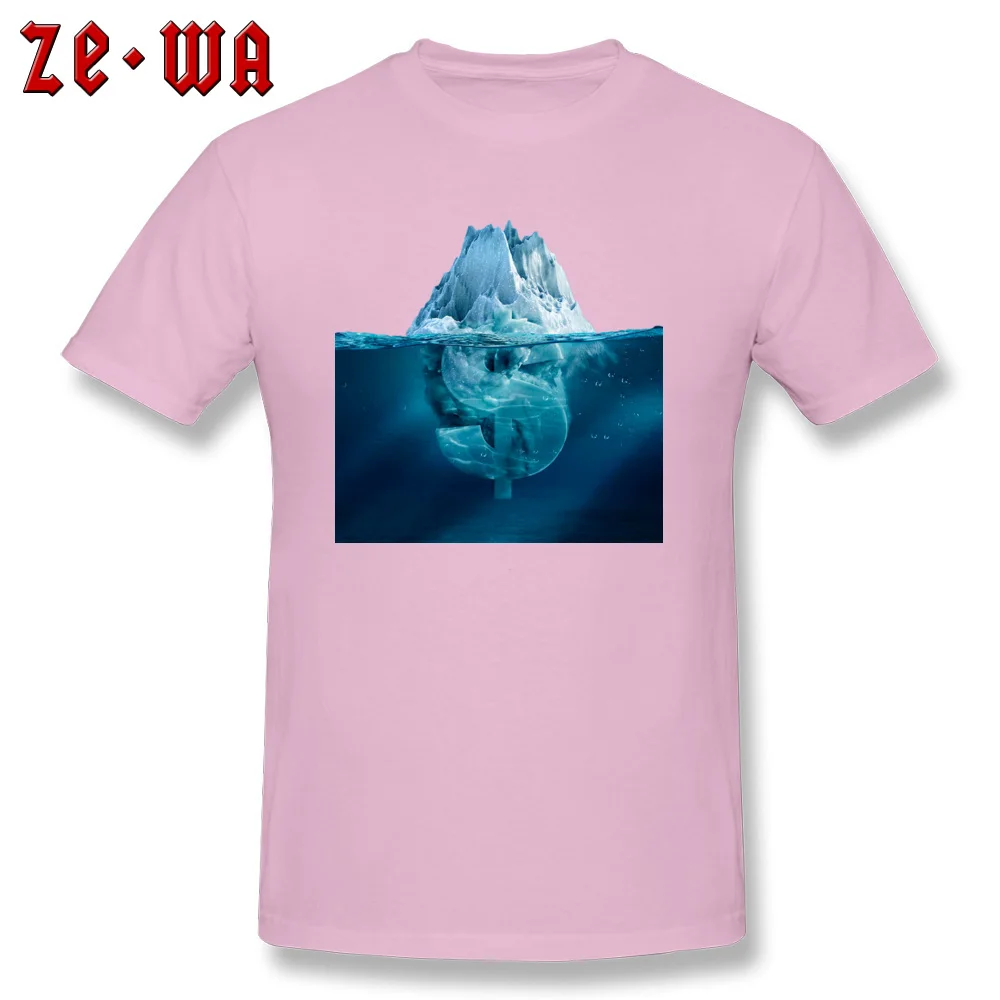 Birthday T Shirts Funky Round Collar Creative Iceberg currency symbol 100% Cotton Men Tees Custom Short Sleeve T Shirt Creative Iceberg currency symbol pink