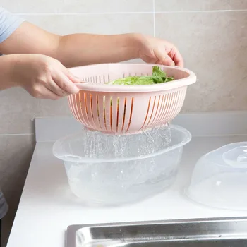 Drain Basket With Cover Plastic Double Layer Vegetable Washing Basket Portable Kitchen Fruit Basket Home Kitchen Storage
Drain Basket With Cover Plastic Double Layer Vegetable Washing Basket Portable Kitchen Fruit Basket Home Kitchen Storage