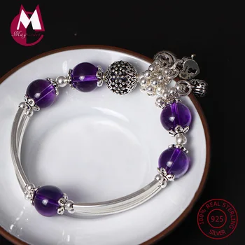 S925 Sterling Silver Bracelet For Women Natural Amethyst Heart Lock Women Bracelets & Bangles Ethnic Tassel Bangle Jewelry YB30
S925 Sterling Silver Bracelet For Women Natural Amethyst Heart Lock Women Bracelets & Bangles Ethnic Tassel Bangle Jewelry YB30