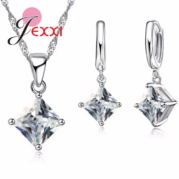 925 Sterling Silver Crystal Necklace Earrings Set For Engagement Gift Valentine's Day Women Wedding Bridal Jewelry Sets
925 Sterling Silver Crystal Necklace Earrings Set For Engagement Gift Valentine's Day Women Wedding Bridal Jewelry Sets