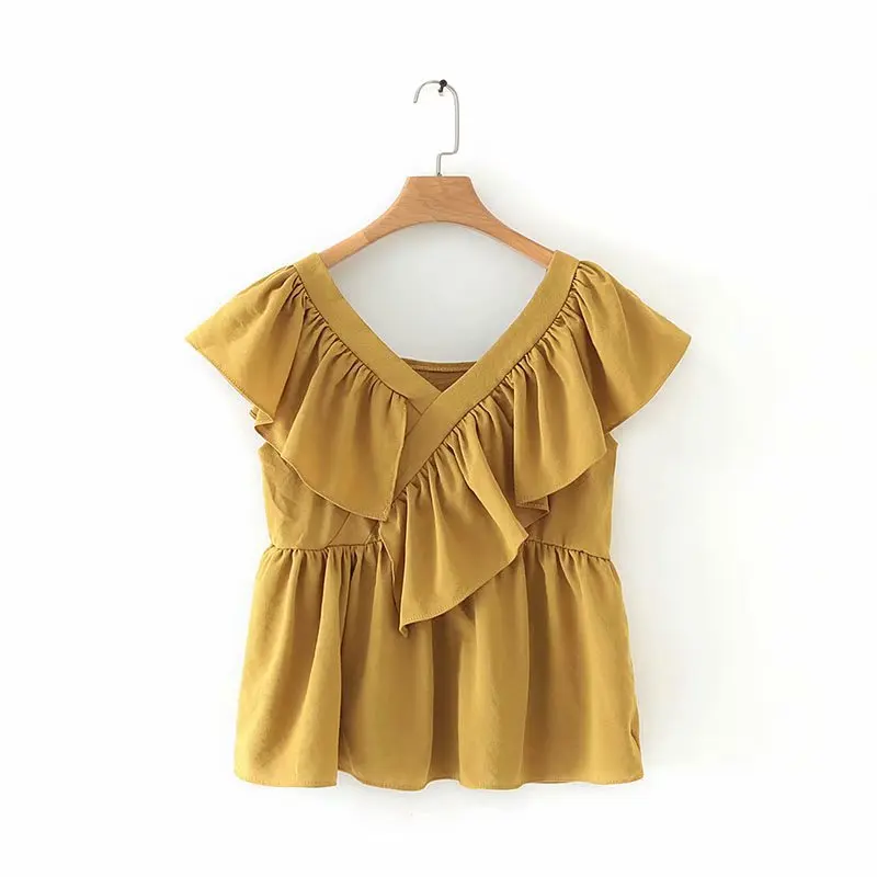 new women sweet v neck solid color casual ruffles blouses shirts women pleats laminated ruffles blusas chic chemise tops LS3539
new women sweet v neck solid color casual ruffles blouses shirts women pleats laminated ruffles blusas chic chemise tops LS3539