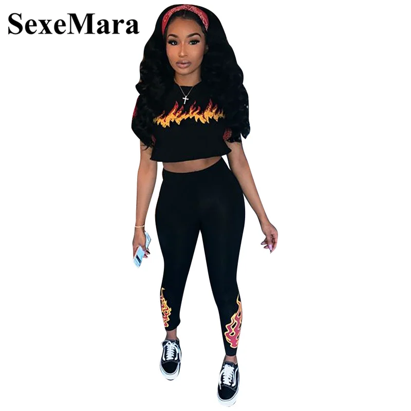 Fire Print Black Sexy Two Piece Set Crop Top and Pants Bodycon Tracksuit Women Streetwear Clothes Matching Sets D43AD04
Fire Print Black Sexy Two Piece Set Crop Top and Pants Bodycon Tracksuit Women Streetwear Clothes Matching Sets D43AD04