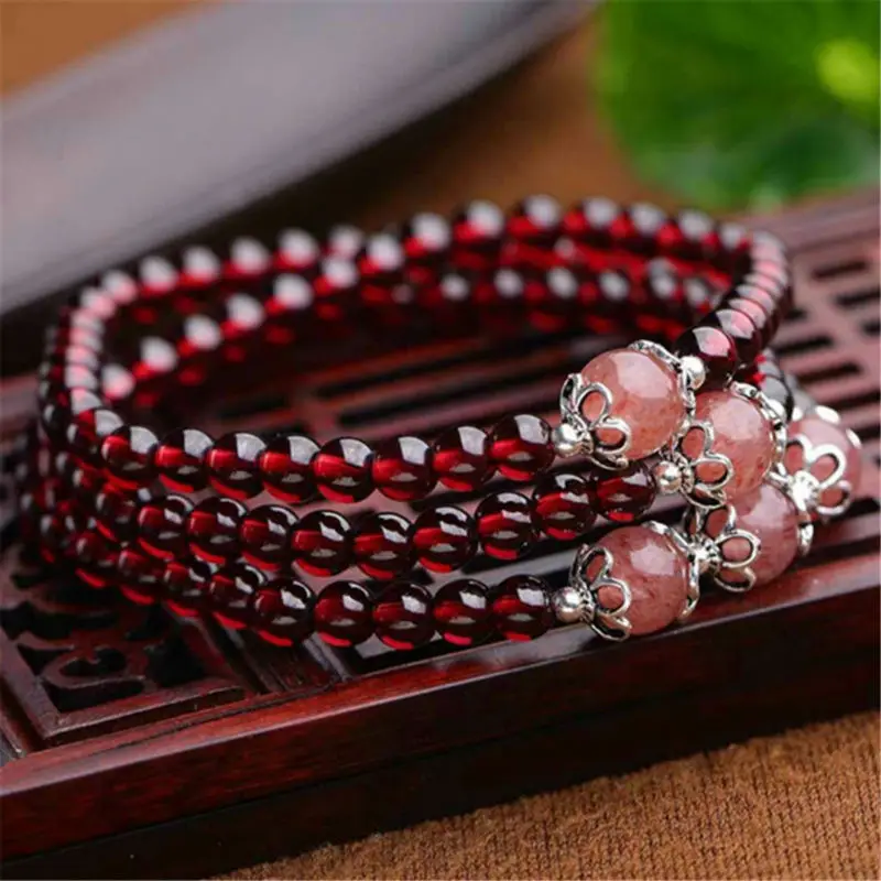 6mm Natural Natural Wine Red Garnet Strawberry Quartz DIY Three Times Bracelets For Women Femme Crystal Round Bead Bracelet Gift
6mm Natural Natural Wine Red Garnet Strawberry Quartz DIY Three Times Bracelets For Women Femme Crystal Round Bead Bracelet Gift