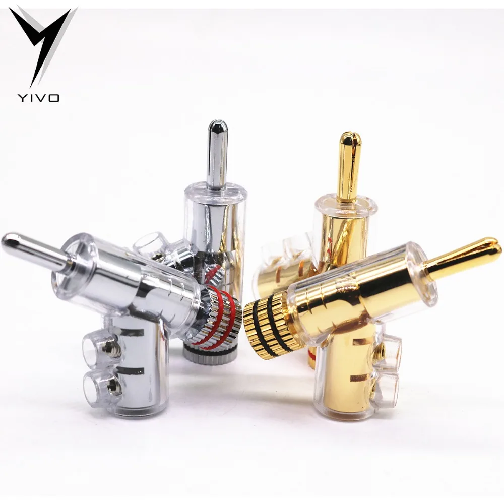 8pcs Hi-end YIVO Brass Copper Plated Gold or Rhodium Gun-type Audio Video Speaker Adapter 6mm banana connector
8pcs Hi-end YIVO Brass Copper Plated Gold or Rhodium Gun-type Audio Video Speaker Adapter 6mm banana connector