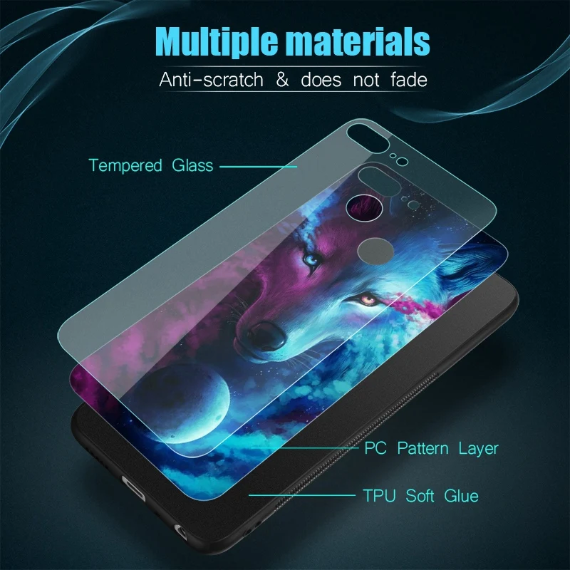 Hisomone Animal Tempered Glass Case For Huawei P20 Lite Pro Mate 10 Lite P Smart Enjoy 7S Pattern Case On Honor 9 Lite 9 10