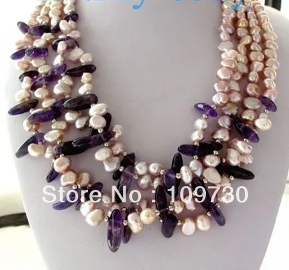 Jewelry 0012504 4 Strand Lavender Pink Pearl & Natural Amethyst Necklace Shell Flower Clasp
Jewelry 0012504 4 Strand Lavender Pink Pearl & Natural Amethyst Necklace Shell Flower Clasp